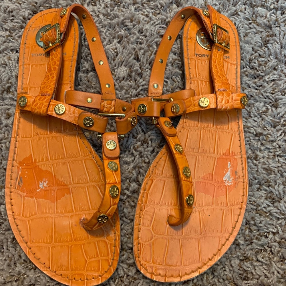 Orange Croc Tory Burch Sandals